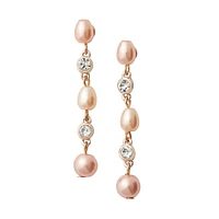 Rose Goldtone, Faux Baroque Pearl & Crystal Linear Earrings