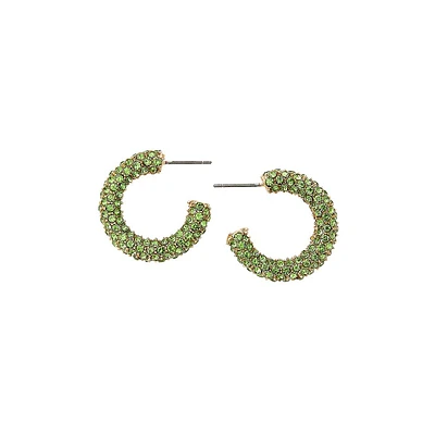 Goldtone & Pavé Glass Crystal Huggie Hoop Earrings