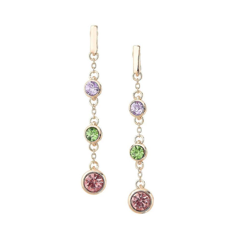 Rose Goldtone & Multicolour Glass Crystal Linear Earrings