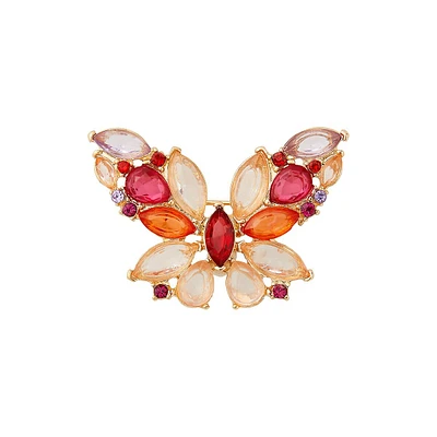 Goldtone & Crystal Butterfly Brooch
