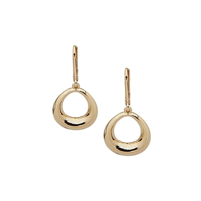 Goldtone Bevel Oval Drop Earrings
