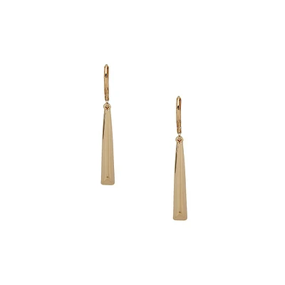 Goldtone Long Bevel Drop Earrings