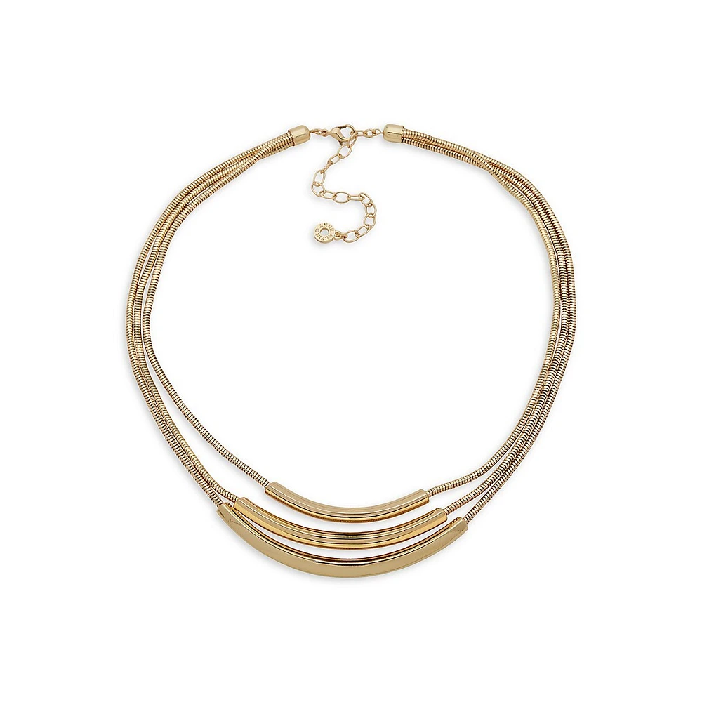 Goldtone Triple-Row Snake-Chain Necklace