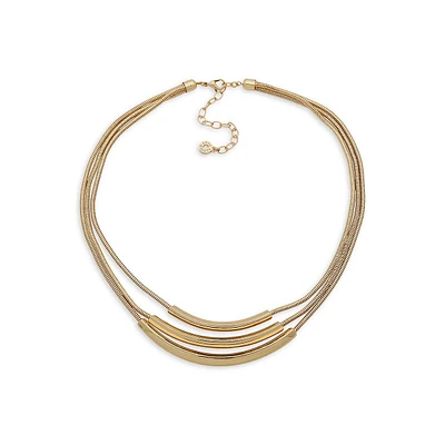 Goldtone Triple-Row Snake-Chain Necklace