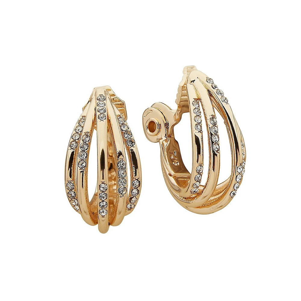 Goldplated & Glass Crystal Clip-On Earrings