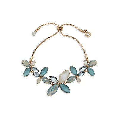 Goldtone & Stone Flower Slider Bracelet