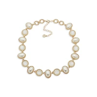 Goldtone & Cream Stone Collar Necklace
