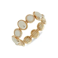 Goldtone, Faux Pearl & Mother-Of-Pearl Stone Stretch Bracelet