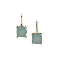 Goldtone Leverback Stone Drop Earrings