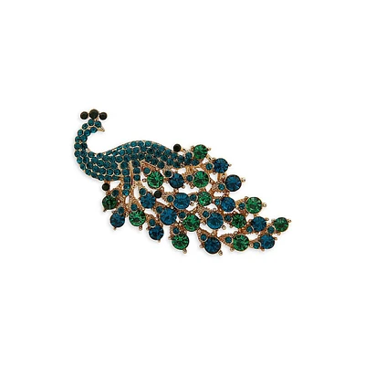 Goldtone & Glass Stone Peacock Pin