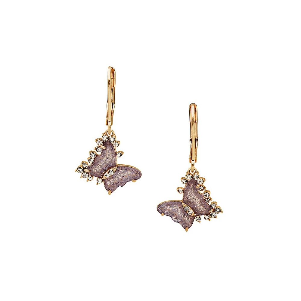 Leverback Pavé Butterfly Drop Earrings