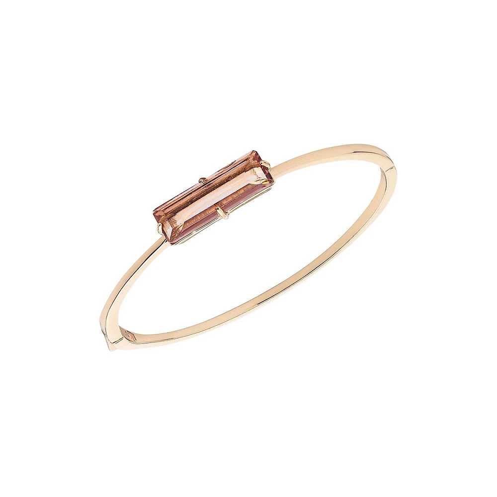 Goldtone & Baguette Stone Bangle