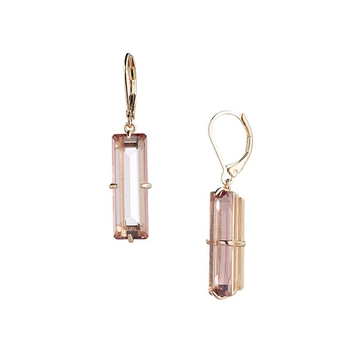 Goldtone & Stone Huggie-Drop Earrings