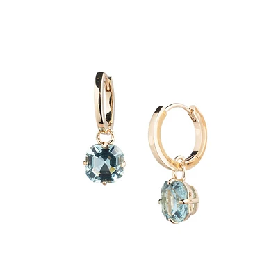 Goldtone & Stone Huggie-Drop Earrings