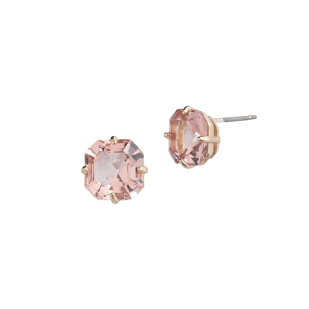 Goldtone & Stone Stud Earrings