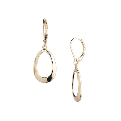 Goldtone Drop-Hoop Leverback Earrings