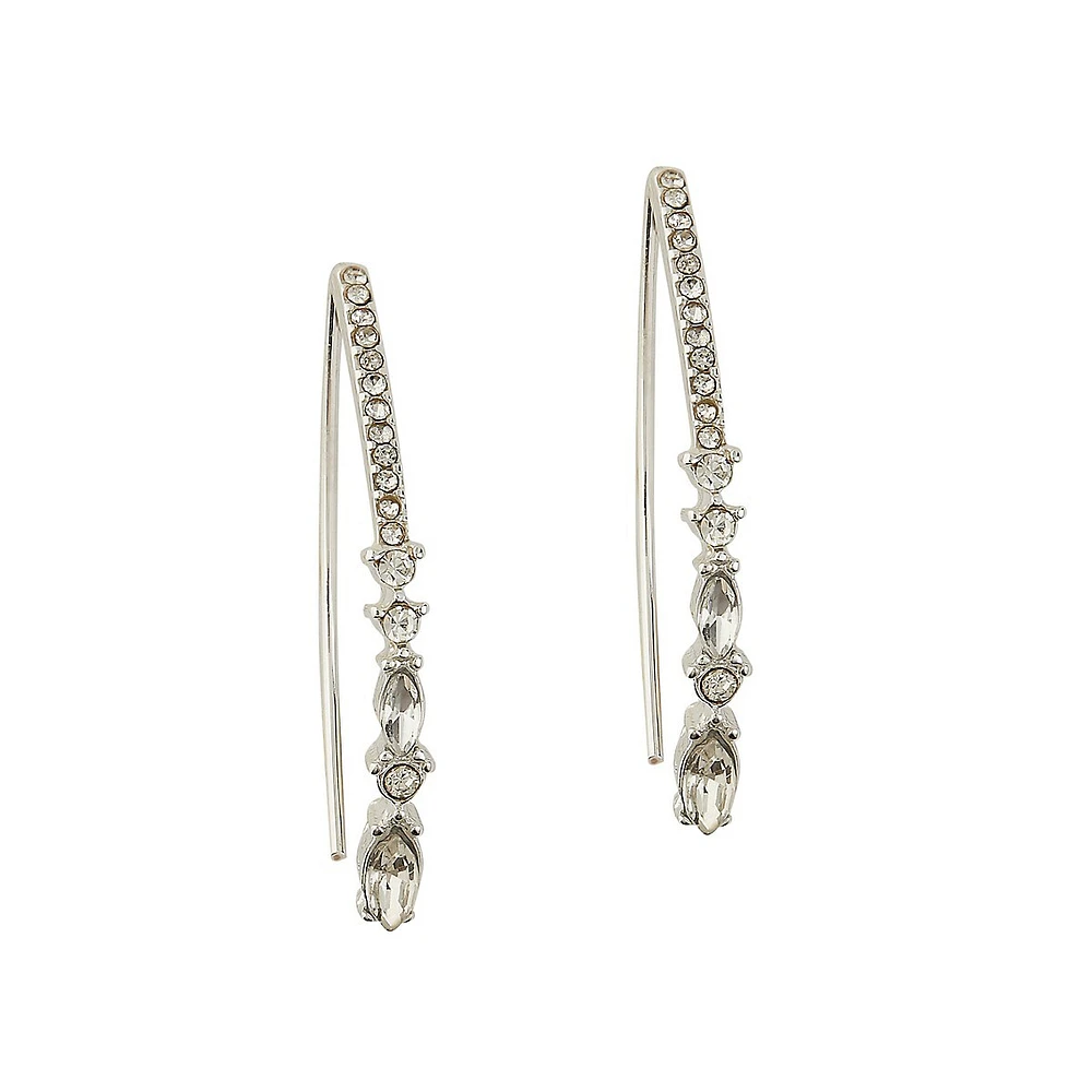 Silvertone & Glass Crystal Pull-Through Linear Earrings