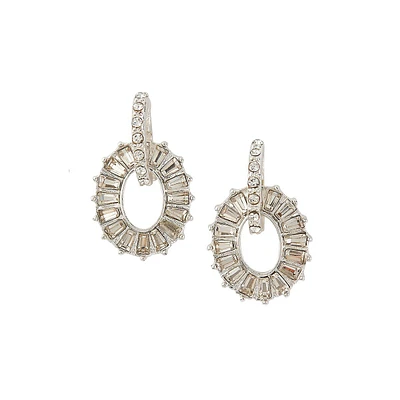 Silvertone & Glass Crystal Circular Drop Earrings