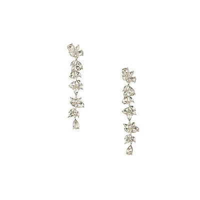 Silvertone & Glass Crystal Linear Earrings