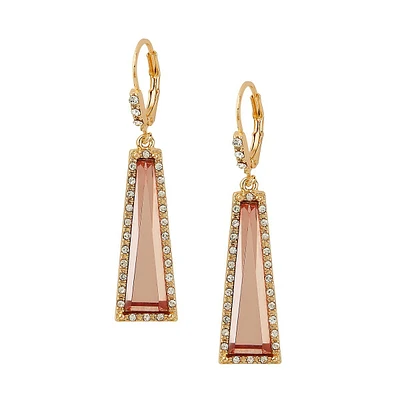 18K Yellow Gold & Crystal Triangular Drop Earrings