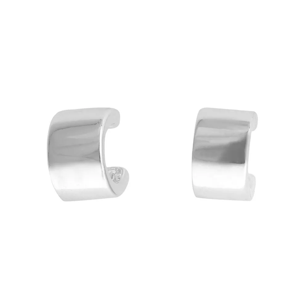 C Hoop Post Earring In Silver Tone Metal