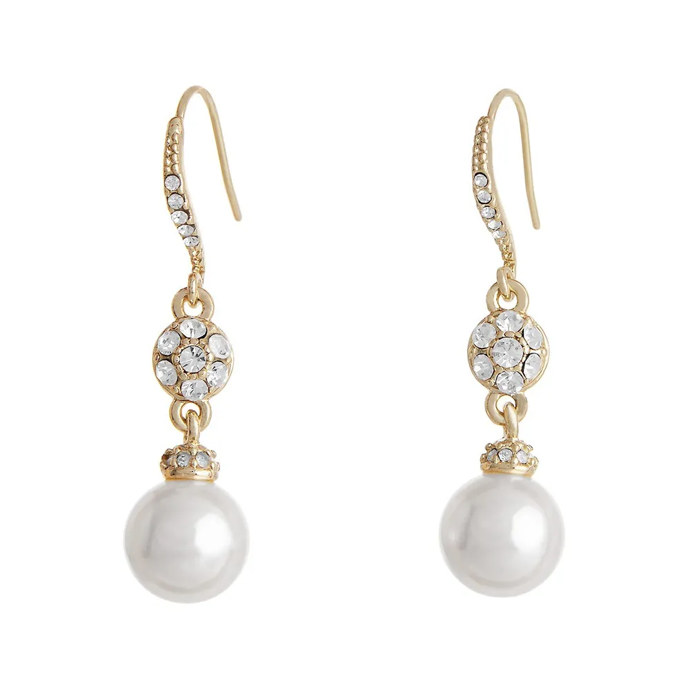 Crystal And Pearl Drop Earring