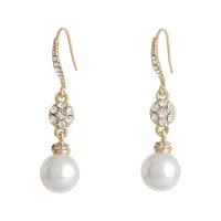 Crystal And Pearl Drop Earring
