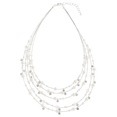 Illusion Necklace With Pearl and Crystal