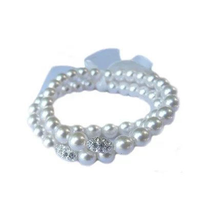 Set Of 3 Pearl With Fireball Stretch bracelet