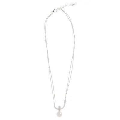 2 Row Chain Necklace With Pearl