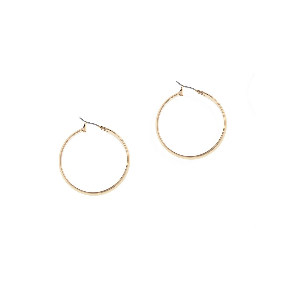 Pierced Wide Medium Hoop Earring