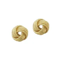 Gold Tone Mesh Knot Stud Earring