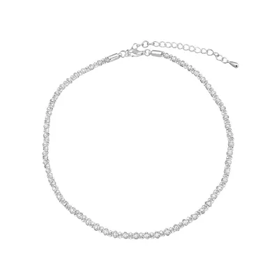 Silvertone & Crystal Collar Necklace