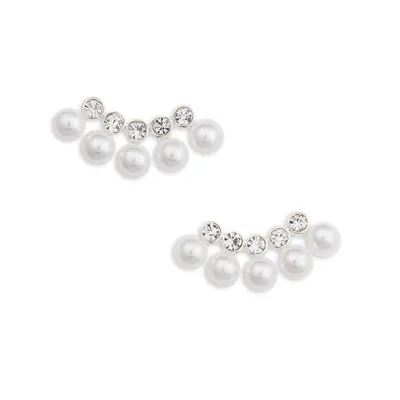 Boucles d'oreilles montantes en perles d'imitation de 5 mm