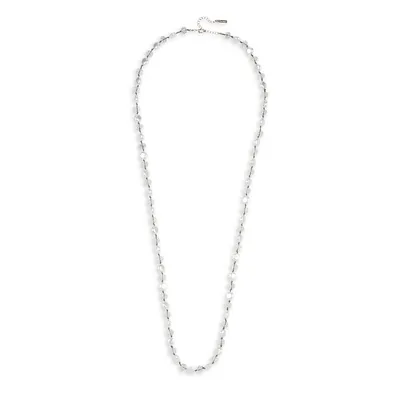 Faux Pearl and Beaded Long Necklace