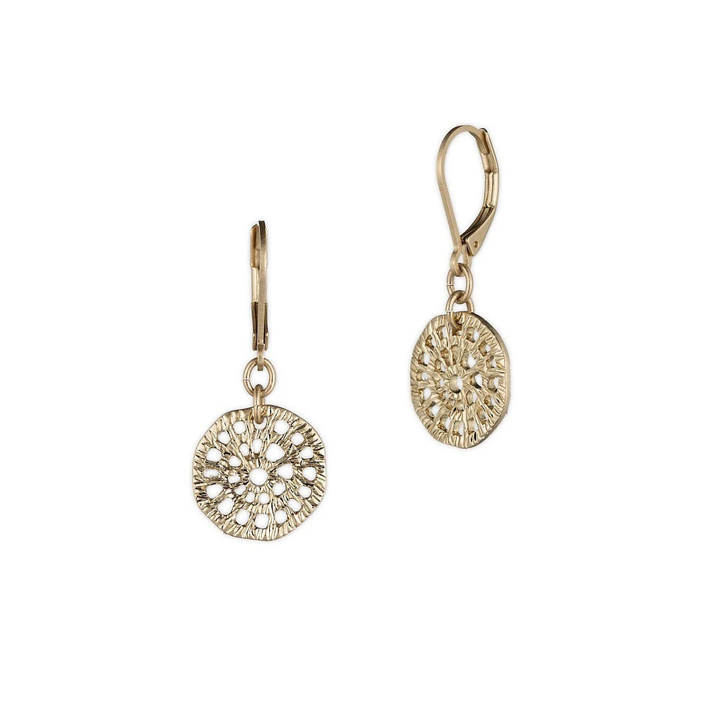 Goldtone Filigree Disc Leverback Earrings