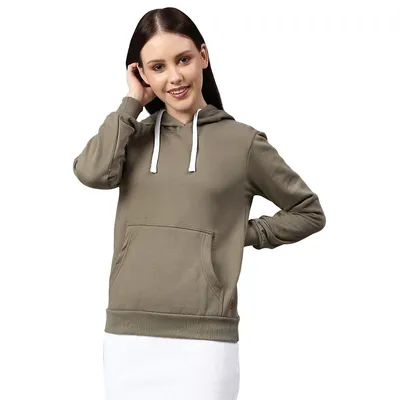 Women Solid Stylish Casual Hooded Sweatshirt