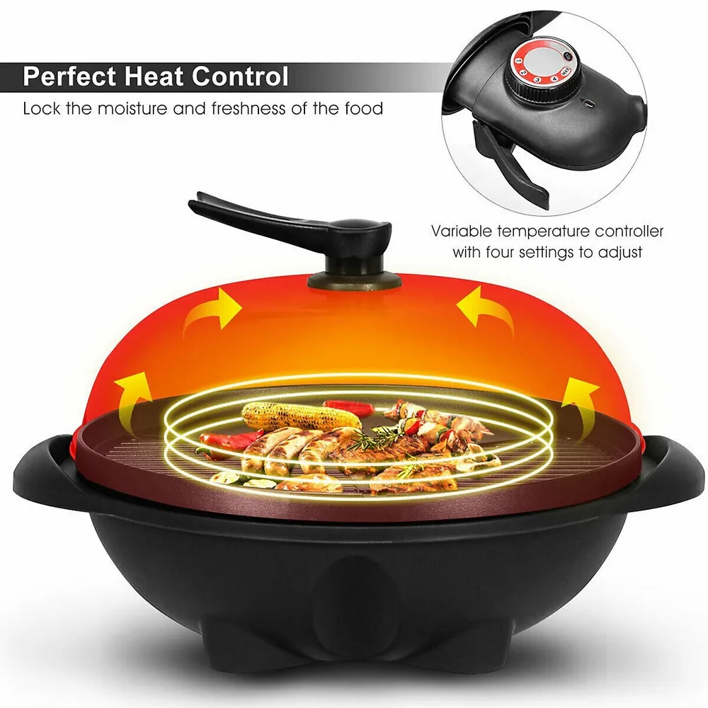 Costway Smokeless Electric Grill Portable Nonstick BBQ w/ Turbo Smoke  Extractor