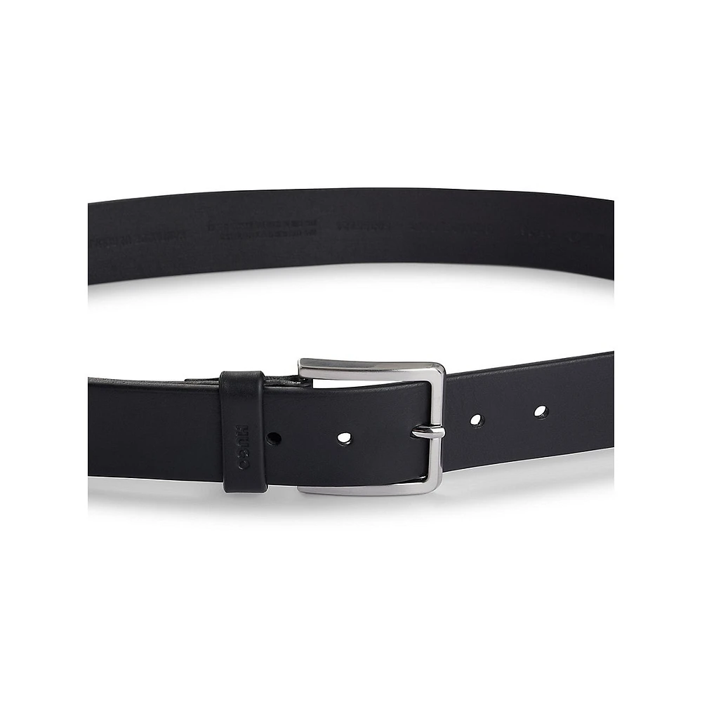 Grainy Embossed-Leather Belt