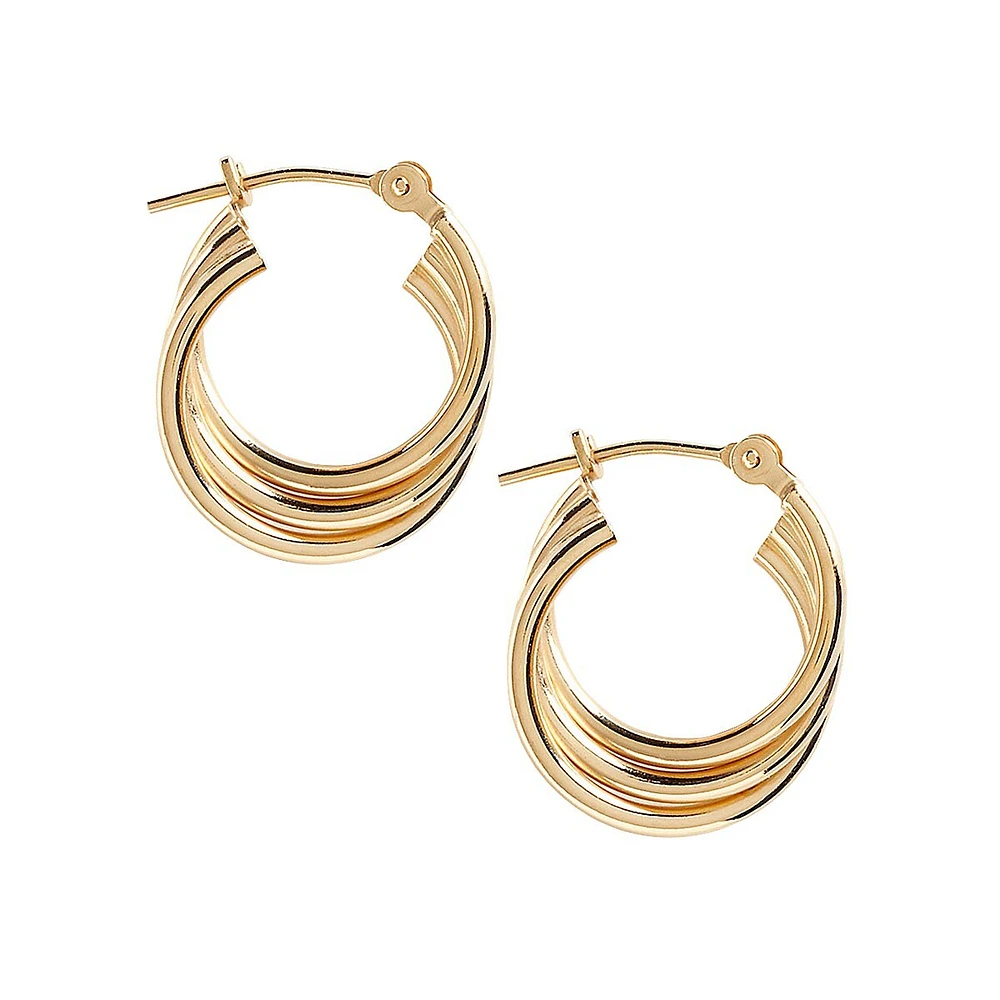 14K Yellow Gold Triple Hoop Earrings