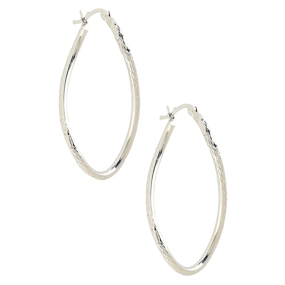 Anneaux d'oreilles ondulés en or blanc 14 ct