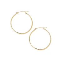 14K Yellow Gold And Sterling Silver Polished Hoop Earrings