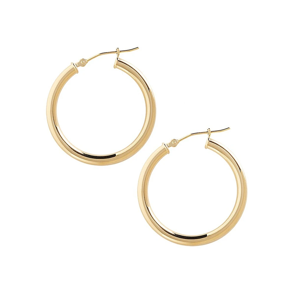 14K Yellow Gold Polished Hoop Earrings