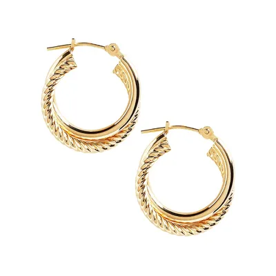 14K Yellow Gold Double Spiral Hoop Earrings