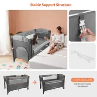 3-in-1 Two-ply Foldable Baby Playard Bedside Crib Bed Bassinet With Diaper Changing Table