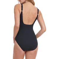 Onyx Sheer Stripe One-Piece Swimsuit