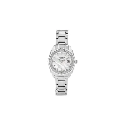 Ladies Mother Of Pearl Watch With 0.25 Carat Tw Of Diamonds In Stainless Steel