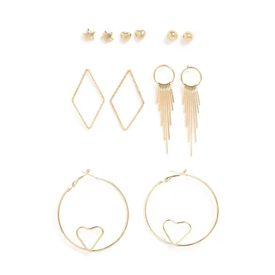 Set Of Gold-toned Hoop Earrings