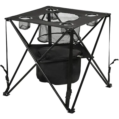 Folding Camping Table Portable Table W/ Cooler, Holders