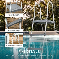 70" Above Ground Pool Ladder, A-frame Swimming Stairs, Grey